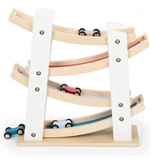 Дървена играчка Small Foot - Писта, с 4 колички Дървена играчка Small Foot - Писта, с 4 колички