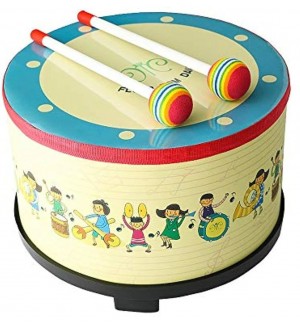 Дървена играчка Smart Baby - Барабанче, шарено