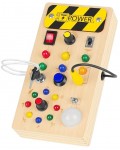 Дървена играчка Smart Baby - Табло със светлини, лампички и ключове