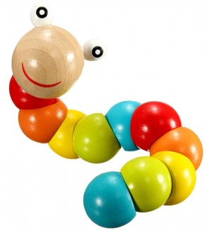 Дървена играчка Smart Baby - Цветно червейче