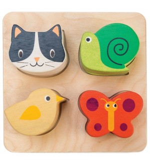 Дървена играчка Tender Leaf Toys - Сортер с текстурни елементи