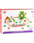 Дървена играчка Tooky toy - Джурасик парк с влак и динозаври