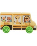 Дървена играчка Trefl Tiny Tails - Училищен автобус, 3 части