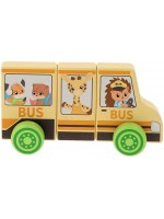 Дървена играчка Trefl Tiny Tails - Училищен автобус, 3 части