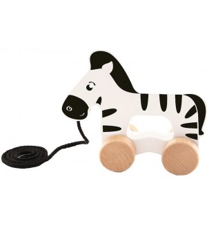 Дървена играчка за дърпане Trefl - Зебра Зена