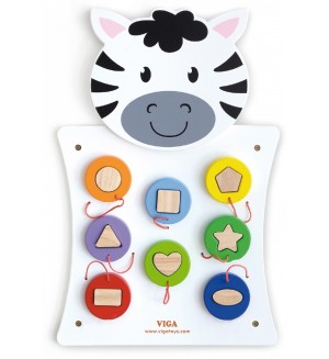 Дървена играчка Viga - Геометрични фигури за стена, Зебра