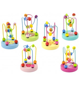Дървена играчка Viga Toys – Телена спирала с мъниста, асортимент
