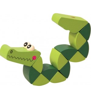 Дървена играчка Woody - Животни, верига, крокодил Дървена играчка Woody - Животни, верига, крокодил