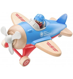 Дървена играчка Woodyland - Самолет със звук и светлина