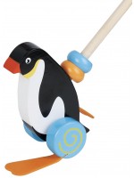 Дървена играчка за бутане Lelin - Пингвин