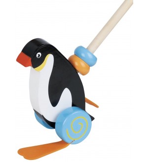 Дървена играчка за бутане Lelin - Пингвин