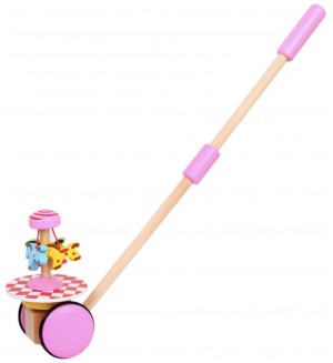 Дървена играчка за бутане Smart Baby - Розова