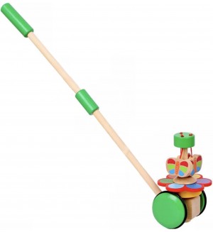 Дървена играчка за бутане Smart Baby - Зелена