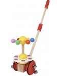 Дървена играчка за бутане Smart Baby - Жълто и червено