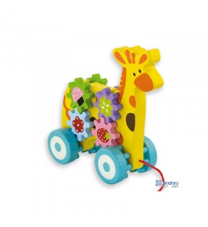 Дървена играчка за дърпане Andreu toys – Жираф