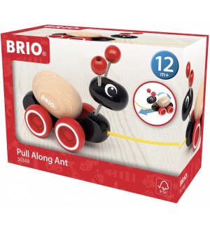 Дървена играчка за дърпане Brio - Mравка с търкалящо се яйце