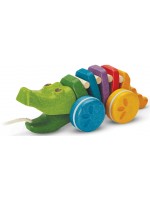 Дървена играчка за дърпане PlanToys - Алигатор, дъга 