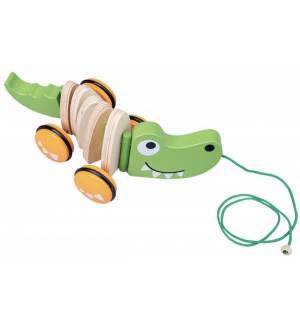 Дървена играчка за дърпане Smart Baby - Крокодилче