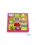 Дървена играчка за нанизване Andreu toys - Бухали