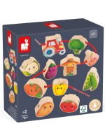 Дървена играчка за нанизване Janod - Зеленчуци Дървена играчка за нанизване Janod - Зеленчуци