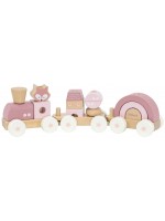 Дървена играчка за нанизване Viga Toys PolarB - Розов влак, с лисица