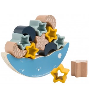 Дървена играчка за подреждане Bigjigs - Лунен баланс
