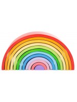 Дървена играчка за сортиране Bigjigs - Дъга, 12 части 