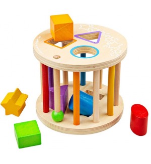 Дървена играчка за сортиране Bigjigs - Търкаляща се, с фигурки