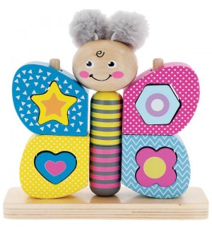 Дървена играчка за сортиране Trefl - Пеперуда, 12 части