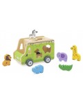 Дървена играчка за сортиране Viga Toys - Сафари камион с животни, 6 части