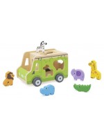 Дървена играчка за сортиране Viga Toys - Сафари камион с животни, 6 части