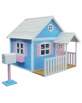 Дървена къща за игра Ginger Home - С веранда, 194 x 229 x 210 cm, синя