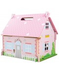 Дървена къща за кукли Bigjigs - Разцъфналата къщичка, с обзавеждане