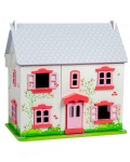 Дървена къща за кукли Bigjigs - С обзавеждане и семейство