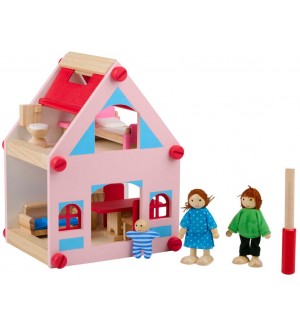 Дървена къща за кукли Marionette - двуетажна, 15 части Дървена къща за кукли Marionette - двуетажна, 15 части