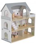 Дървена къща за кукли Moni Toys - Ema, с мебели