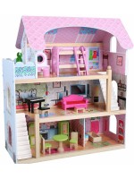 Дървена къща за кукли Moni Toys - Mila, с 16 аксесоара