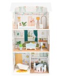 Дървена къща за кукли Moni Toys - С мебели, 9 части