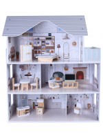 Дървена къща за кукли Moni Toys - Sarah, 15 части