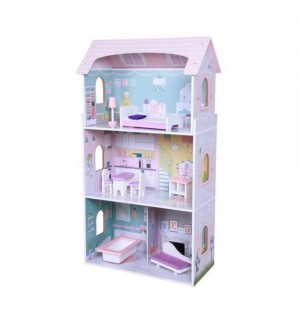 Moni Toys Дървена къща за кукли с обзавеждане 4121 ANNA