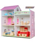 Дървена къща за кукли Smart Baby - С обзавеждане