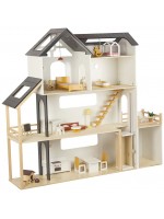 Дървена къща за кукли Wooden - Нанси, на 3 нива