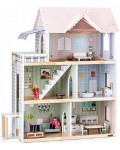 Дървена къща за кукли Woody - Моли, с обзавеждане и кукли