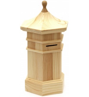 Дървена касичка Ем Арт - Морски фар, 24 x 10 x 10 cm