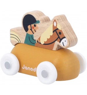 Дървена количка Janod Cross Roads - Ездач Дървена количка Janod Cross Roads - Ездач