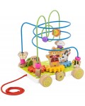 Дървена количка за дърпане Viga Toys - Със зъбни колела и активности 