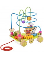 Дървена количка за дърпане Viga Toys - Със зъбни колела и активности 