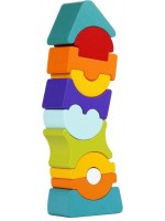 Дървена кула за баланс Cubika, 11 части