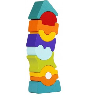 Дървена кула за баланс Cubika, 11 части