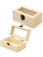 Дървена кутия със стъклен капак Ем Арт - 12 x 7 x 5 cm